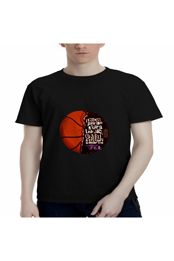 Men's Cotton Short Sleeve T-Shirt with Circular Basketball Design & Motivational Text " I ' m Not Asking for Anything " - UCA