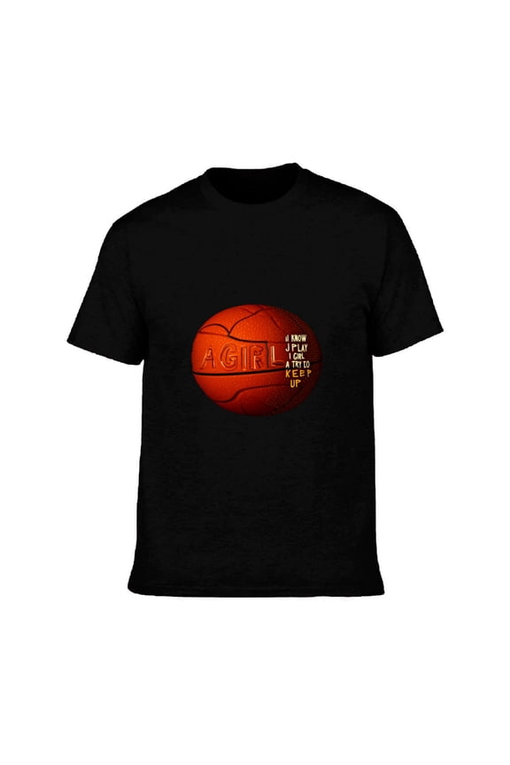 Men's Cotton Short Sleeve T-Shirt with Circular Basketball Graphic & ' AGIR ' Text - Fun Playful Design Tee Top