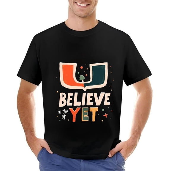 Men's Cotton Short Sleeve T-Shirt with Colorful ' U ' Graphic Design & ' BELIEVE in the YET ' Motivational Print