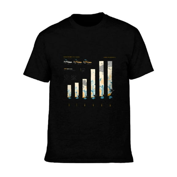 Men's Cotton Short Sleeve T-Shirt with Graphic Bar Graph Design - Stylish Tee Featuring ' BAND A ' & ' BAND B ' in Orange & Gray