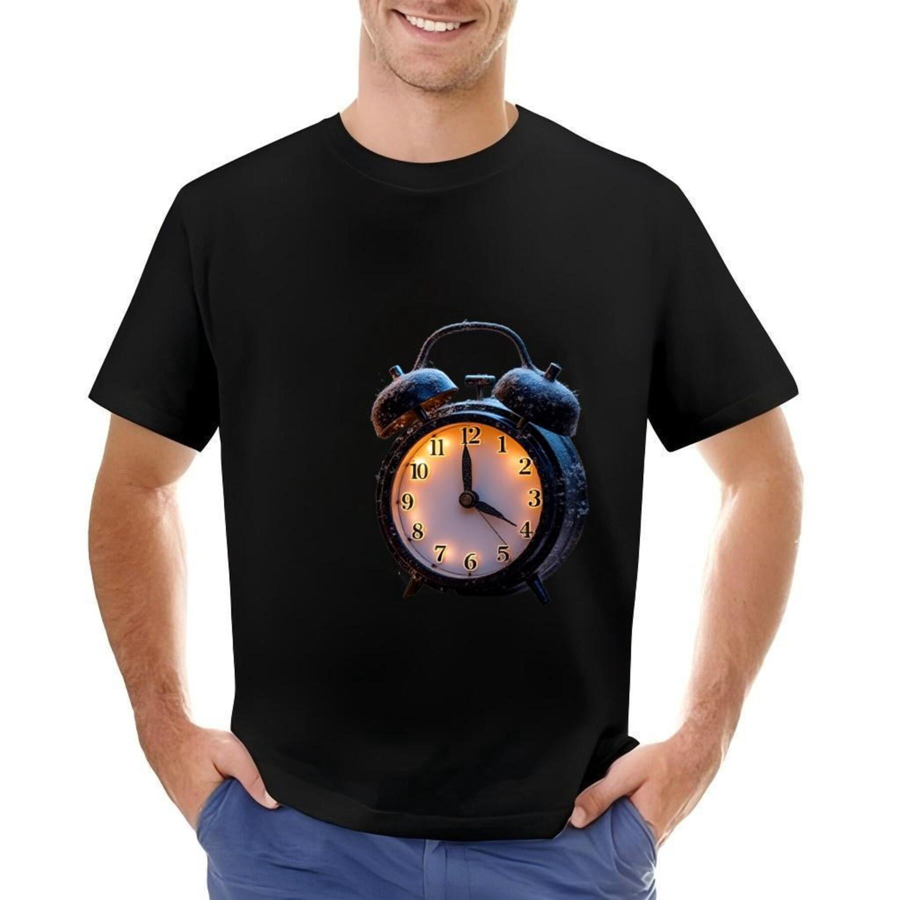 Men's Cotton Short Sleeve T-Shirt with Illuminated Old - Fashioned ...