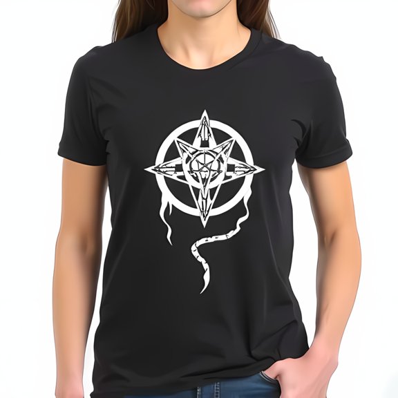 Men's Cotton Short Sleeve T-Shirt with Intricate White and Snake Graphic Design - Edgy Style