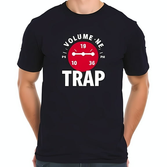 Men's Cotton Short Sleeve T-Shirt with Red and White Volume Meter Graphic Design 'VOLUME ' Print Stylish Music Theme Tee