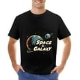 thumbnail image 1 of Men's Cotton Short Sleeve T-Shirt with Retro Space & Design - Large Planet & Rings Stars Print, 1 of 7