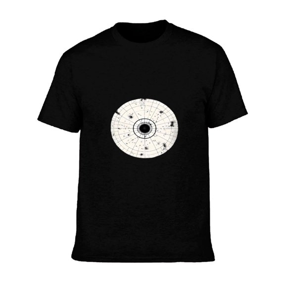 Men's Cotton Short Sleeve T-Shirt with Unique Concentric Circle Design Target-Inspired Pattern with Dots and Radiating Lines