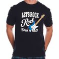 thumbnail image 1 of Men's Cotton Short Sleeve T-Shirt with Vibrant Blue Electric Guitar Graphic & 'Let's Rock' Text - Casual Style, 1 of 5