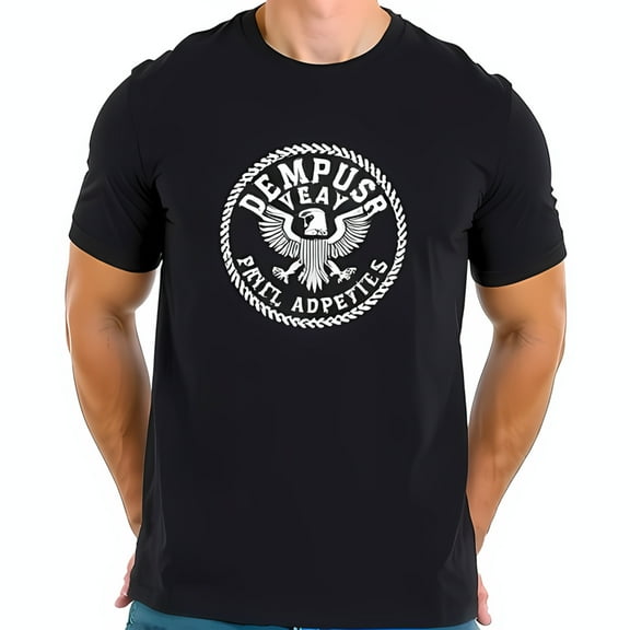 Men's Cotton Short Sleeve T-Shirt with Vintage Heraldic Eagle Graphic Rope Border & Stylish Text Design