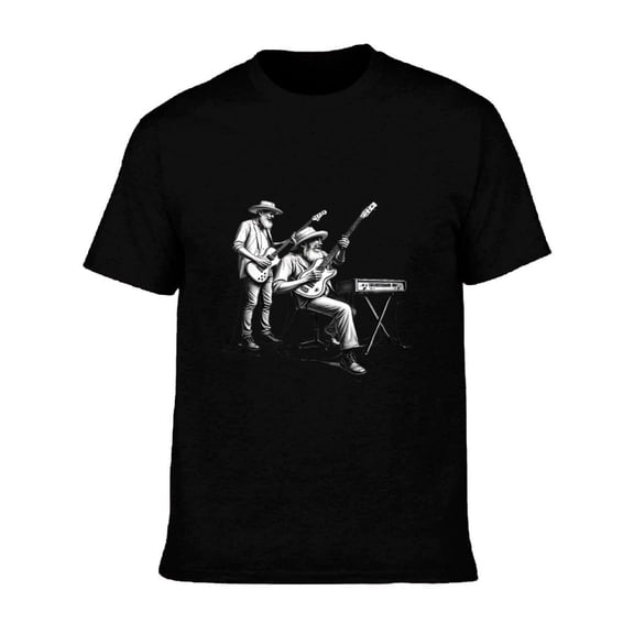 Men's Cotton Short Sleeve T-Shirts - Vintage Style Graphic Tees with Classic Patterns Perfect for Casual Wear and Music Lovers