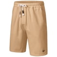 thumbnail image 1 of Men's Cotton Shorts Casual Elastic Waist Drawstring Summer Beach Vacation Yoga Golf Shorts with Zipper Pockets, 1 of 7