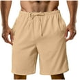 thumbnail image 1 of Men's Cotton Shorts with Pockets Drawstring Elastic Pull-On Jersey Gym Shorts Summer Casual Sweatshorts, Khaki S, 1 of 7
