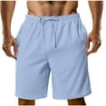 thumbnail image 1 of Men's Cotton Shorts with Pockets Drawstring Elastic Pull-On Jersey Gym Shorts Summer Casual Sweatshorts, Sky Blue S, 1 of 7