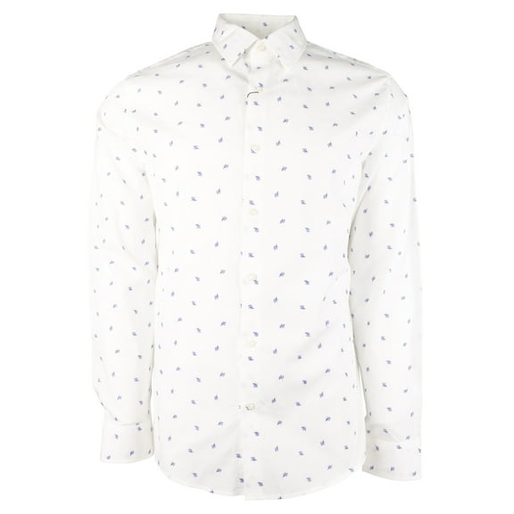 Men's Cotton Slim Fit Long Sleeve Shirt Wht Large