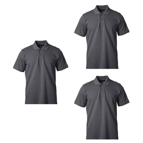 Men's Cotton Slim Polo Short Sleeve Shirt, Charcoal Grey XL, 3 Pack