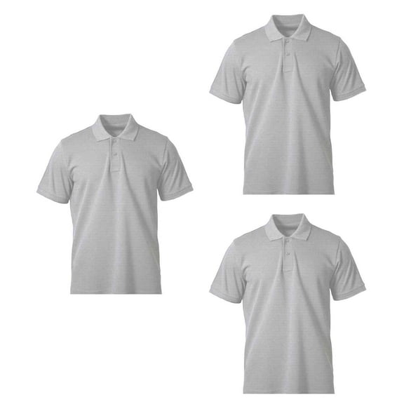 Men's Cotton Slim Polo Short Sleeve Shirt, Heather Gray M, 3 Pack