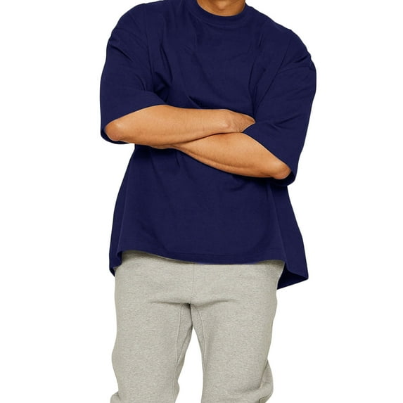 Men's Cotton Solid Color Short Sleeve Casual Loose Oversize T-Shirt Gym Muscle Bodybuilding Top