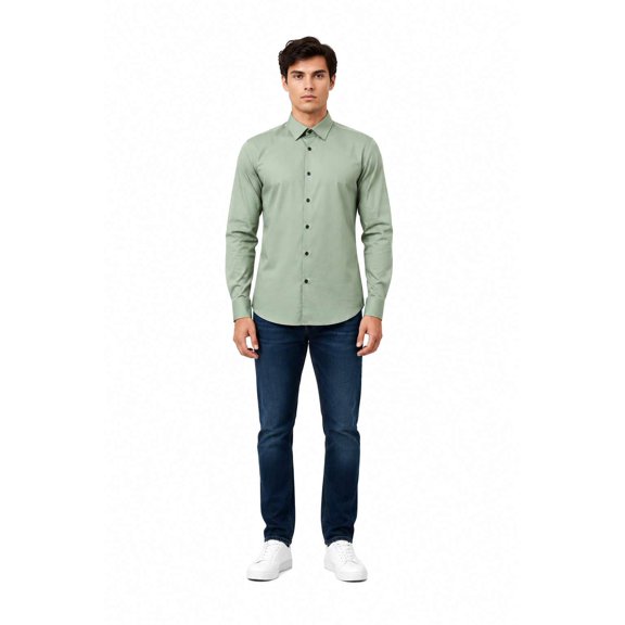 Men's Cotton Solid Formal Shirt | Full Sleeve - Regular Fit Shirt (Pastel Green-M)