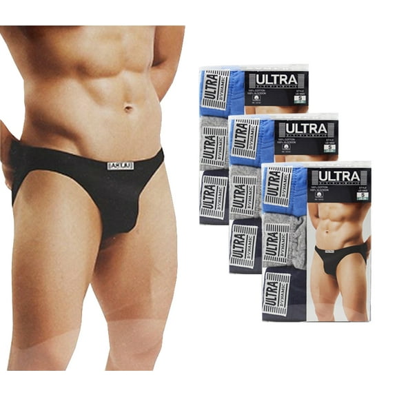 Men's Cotton Stretch Bikini Briefs Knitted Breathable Underwear Pack of 12 (L)