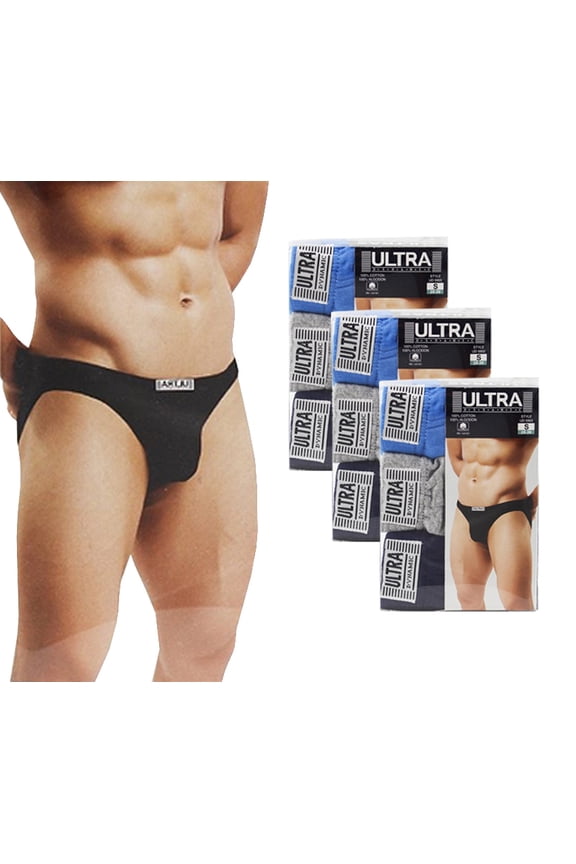 Men's Cotton Stretch Bikini Briefs Knitted Breathable Underwear Pack of 12 (S)