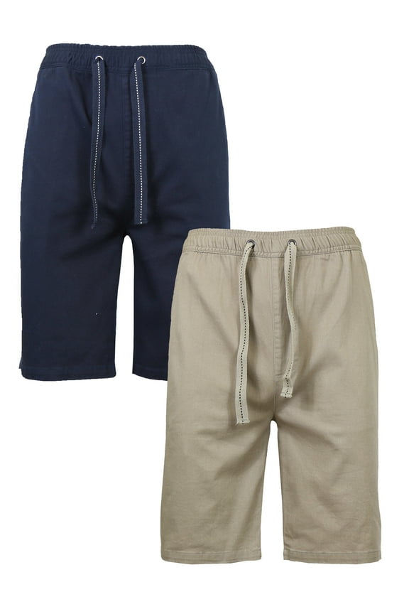 Men's Cotton Stretch Twill Jogger Lounge Shorts (2-Pack)