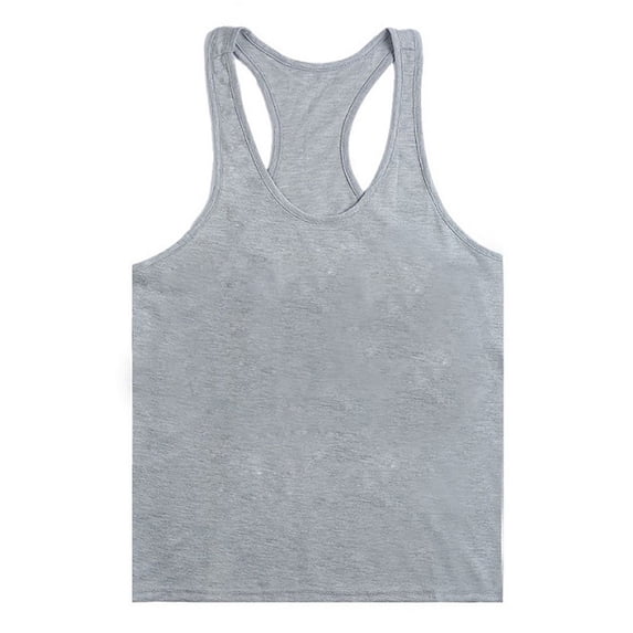 Men's Cotton Stringer Tank Tops Muscule Cut Bodybuilding Gym Vest Y-Back Workout Sleeveless T-Shirt Size 2XL Gray