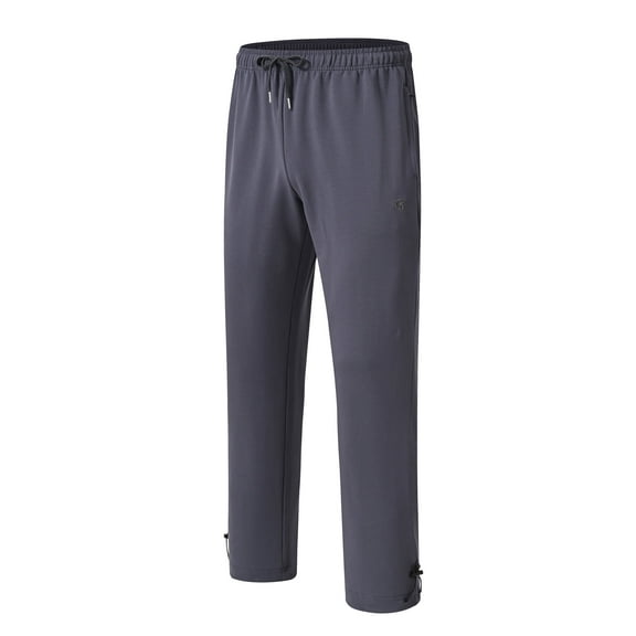 Cotton Sweatpants - Casual Open Bottom Straight Leg Pants with Zipper Pockets for Men Carbon Grey L
