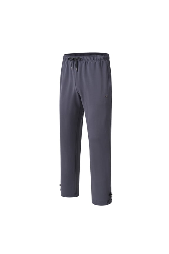 Cotton Sweatpants - Casual Open Bottom Straight Leg Pants with Zipper Pockets for Men Carbon Grey M