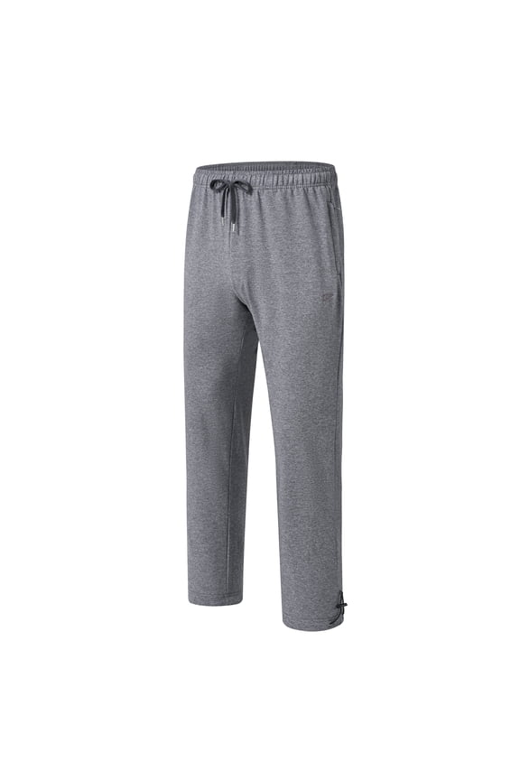 Cotton Sweatpants - Casual Open Bottom Straight Leg Pants with Zipper Pockets for Men Dark Gray M