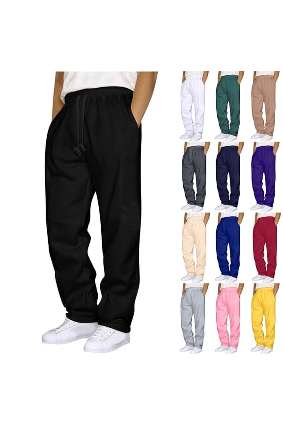 Men's Cotton Sweatpants Open Bottom Athletic Jogger Sweatpants Lightweight Sweat Pants Lounge Pants with Pockets Pink XL