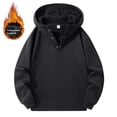 thumbnail image 1 of Men's Cotton Sweatshirts Casual Loose Button Up Hoodie Long Sleeve Plain Pullover Sweater Tops Fall Winter Clothes (2XL, Black), 1 of 4
