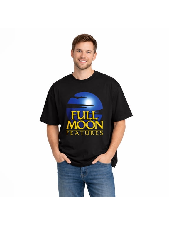 Men's Cotton T-Shirt, Full Moon Features Retro Graphic Crew Neck Short Sleeve Tee for Halloween Party