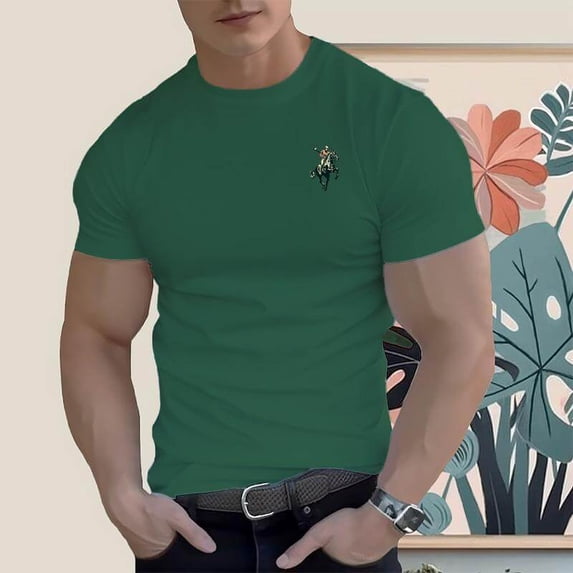 Men's Cotton T-Shirt Graphic Design Athlete Riding A Horse 16 Colors