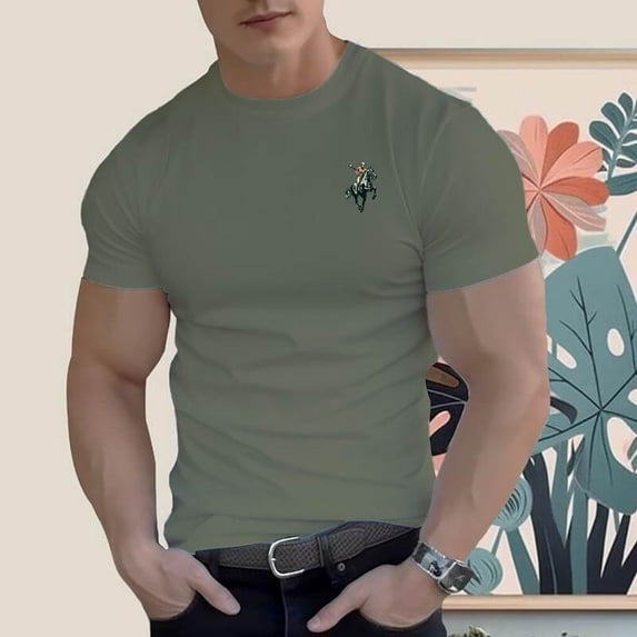 Men's Cotton T-Shirt Graphic Design Athlete Riding A Horse 16 Colors