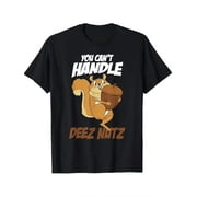 Mens Cotton T-Shirt | Humorous Squirrel Graphic "You Cant Handle Deez Nuts" Print | Casual Loose Fit | Round Neck, Short Sleeve | Machine Washable | Ideal for Casual Attire