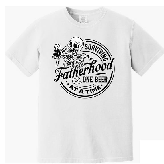 Men's Cotton T-Shirt Surviving Fatherhood One Beer At A Time Humorous & Unique Gift for Father's Day
