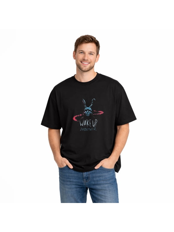 Men's Cotton T-Shirt, Wake Up Rabbit Shadow Dark Graphic Crew Neck Short Sleeve Tee for Casual Wear