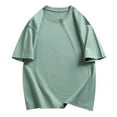 thumbnail image 1 of Men's Cotton T-Shirts Oversized Unisex Short Sleeve Crew Neck Loose Basic Tops Solid Athletic Tee, 1 of 5
