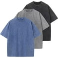 thumbnail image 1 of Men's Cotton T-Shirts Oversized Unisex Short Sleeves Casual Loose Wash Solid Basic Tee Tops, 1 of 9