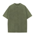 thumbnail image 1 of Men's Cotton T-Shirts Oversized Unisex Short Sleeves Casual Loose Wash Solid Basic Tee Tops, 1 of 7