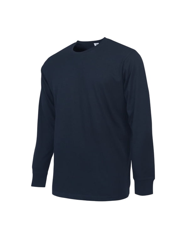 Men's Cotton T-Shirts with Ridded Cuff Crew Neck Long Sleeve Classic Fit Tee S-3XL Regular Big & Tall Breathable Casual Menswear Top Streetwear