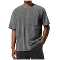 thumbnail image 1 of Men's Cotton T-shirts Chest Pocket Loose Fit Short Sleeve Crew Neck Tee Shirt Casual Solid Color Summer Tops (4XL, Gray), 1 of 4