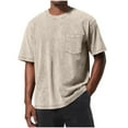 thumbnail image 1 of Men's Cotton T-shirts Chest Pocket Loose Fit Short Sleeve Crew Neck Tee Shirt Casual Solid Color Summer Tops (XL, Purple), 1 of 4