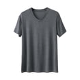 thumbnail image 1 of Men's Cotton T-shirts Lightweight Soft Casual Summer Tees Crewneck Plain Tshirts Base Layer Pajama Tops (L, Dark Gray|V-neck), 1 of 5