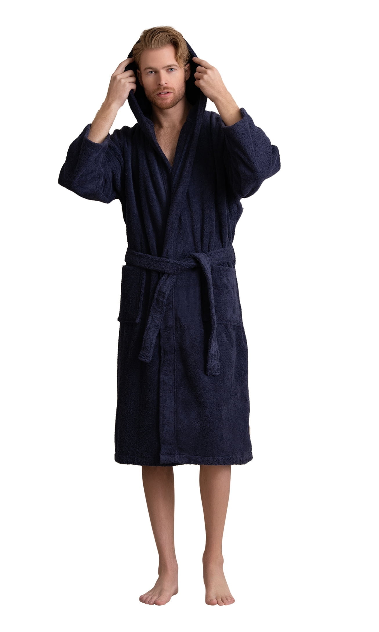 Men's Cotton Terry Robe - Hooded, Comfortable, Twel-Like Absorbency ...