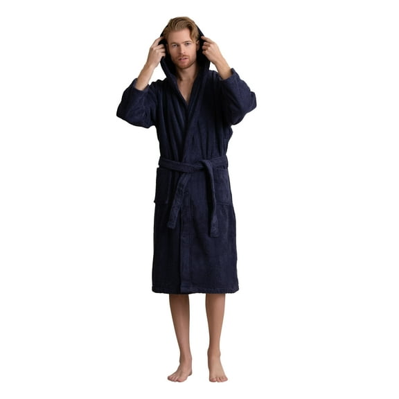 Men's Cotton Terry Robe - Hooded, Comfortable, Twel-Like Absorbency