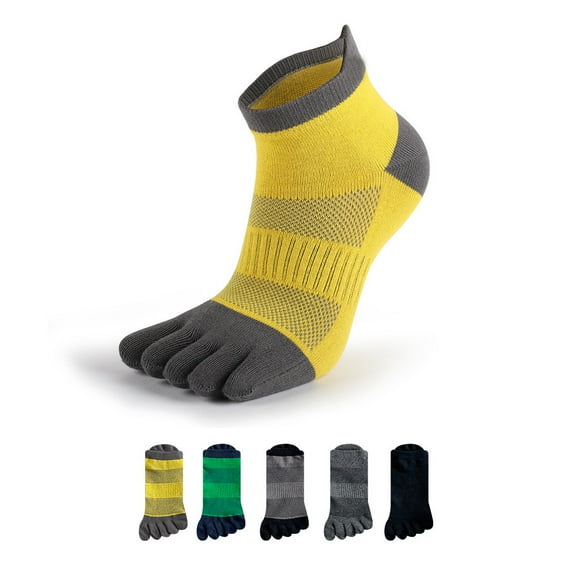 Men's Cotton Toe Socks Five Finger Socks Compression Crew No Show Athletic Socks for Running 5 Pairs(Size 7-10)
