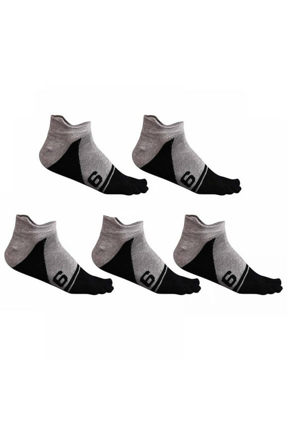 Men's Cotton Toe Socks Five Finger Socks No Show Crew Athletic Socks for Running 5 Pairs