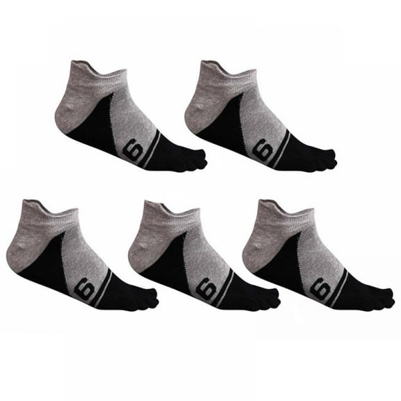 Men's Cotton Toe Socks Five Finger Socks No Show Crew Athletic Socks for Running 5 Pairs