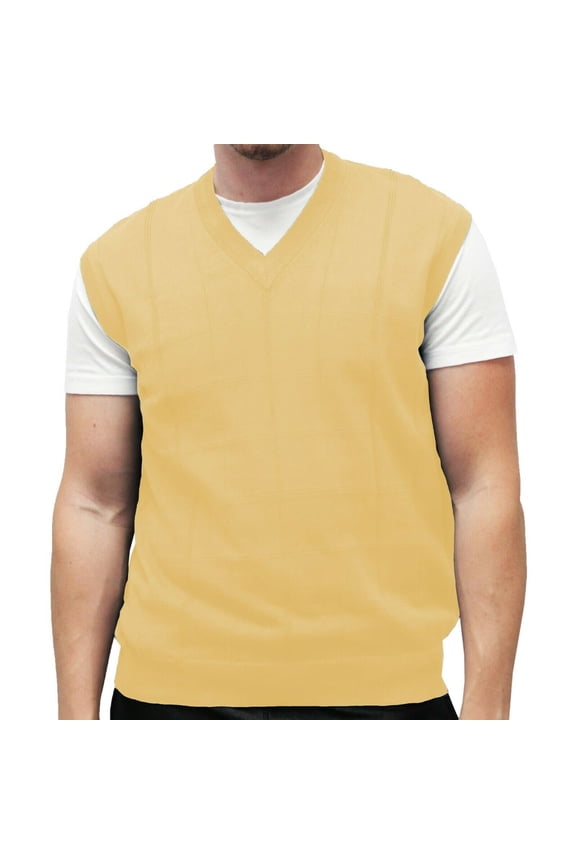 Men’s Cotton Traders Windowpane V-Neck Light Sweater Vest Available in 15 Colors