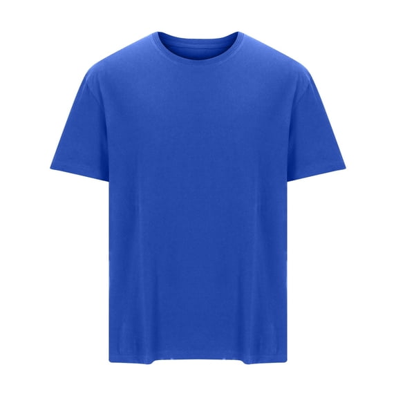 Men's Cotton Tshirts Casual Short Sleeve Ribbed Crewneck Shirts Oversized Basic Solid Shirts Plus Size Blouses