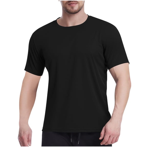 Men's Cotton Tshirts Casual Short Sleeve Ribbed Crewneck Shirts Oversized Basic Solid Shirts Plus Size Blouses